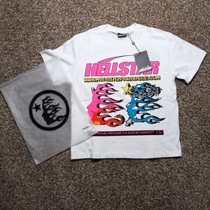 Hellstar Mens White and Pink Graphic Tee